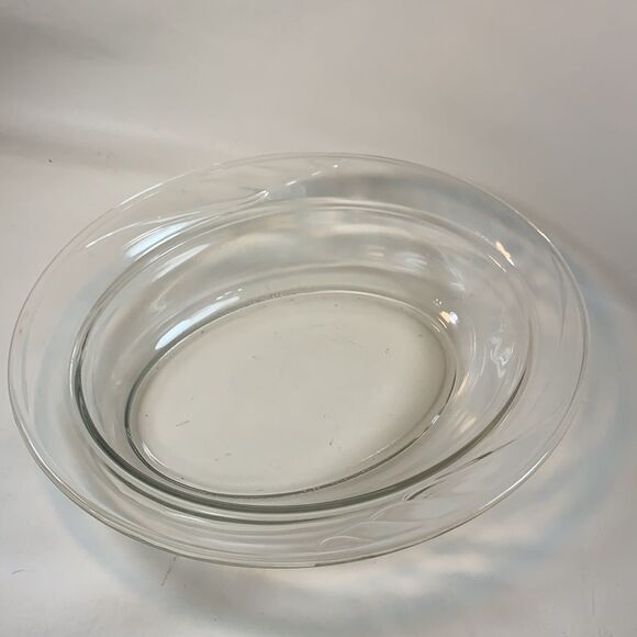 Clear Glass Serving Dish Bowl Decorative Edge 2 1/2 Quart Made In USA Home Cook - Picture 3 of 8